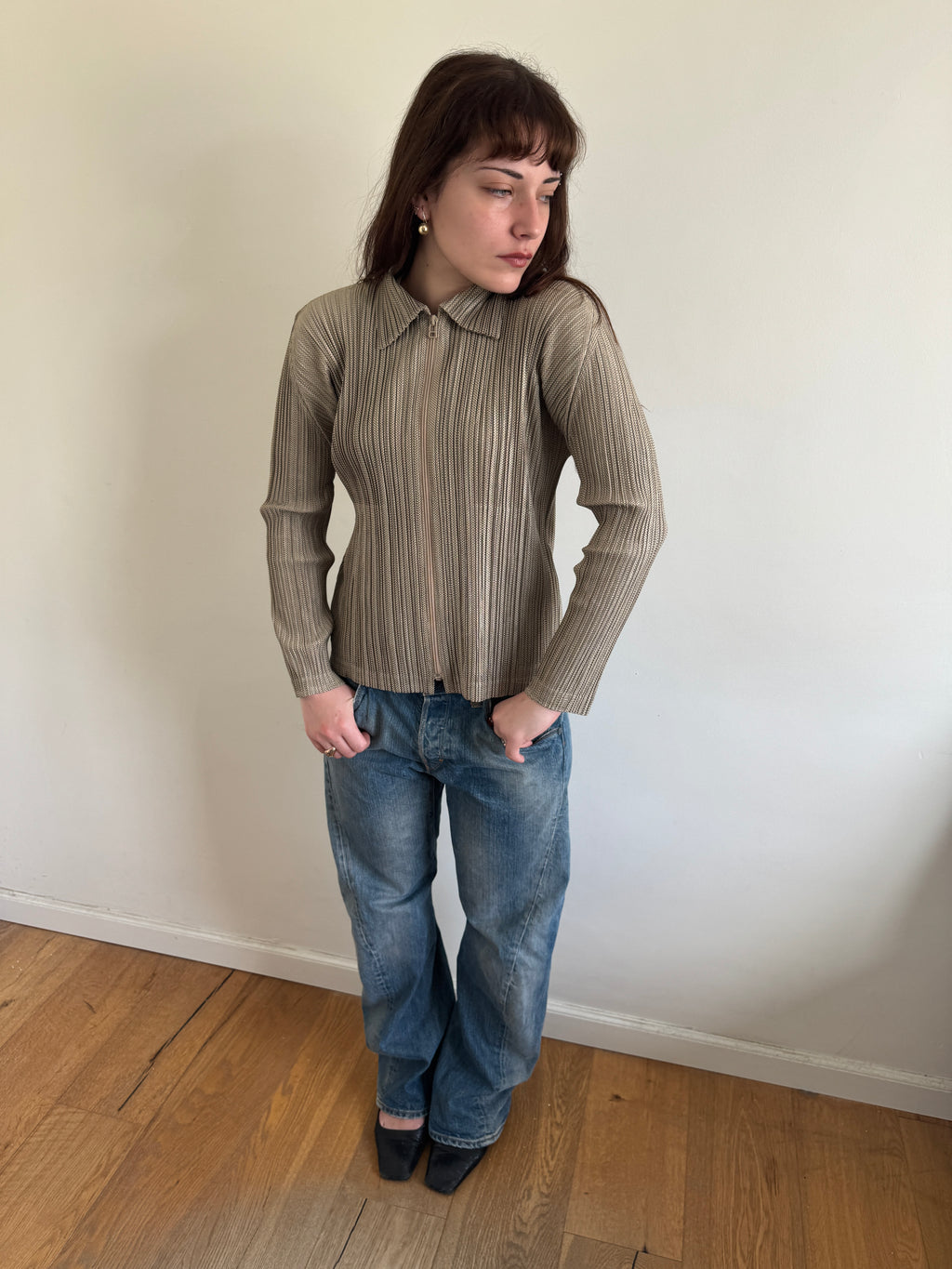 Pleats Please Golden Zip Up