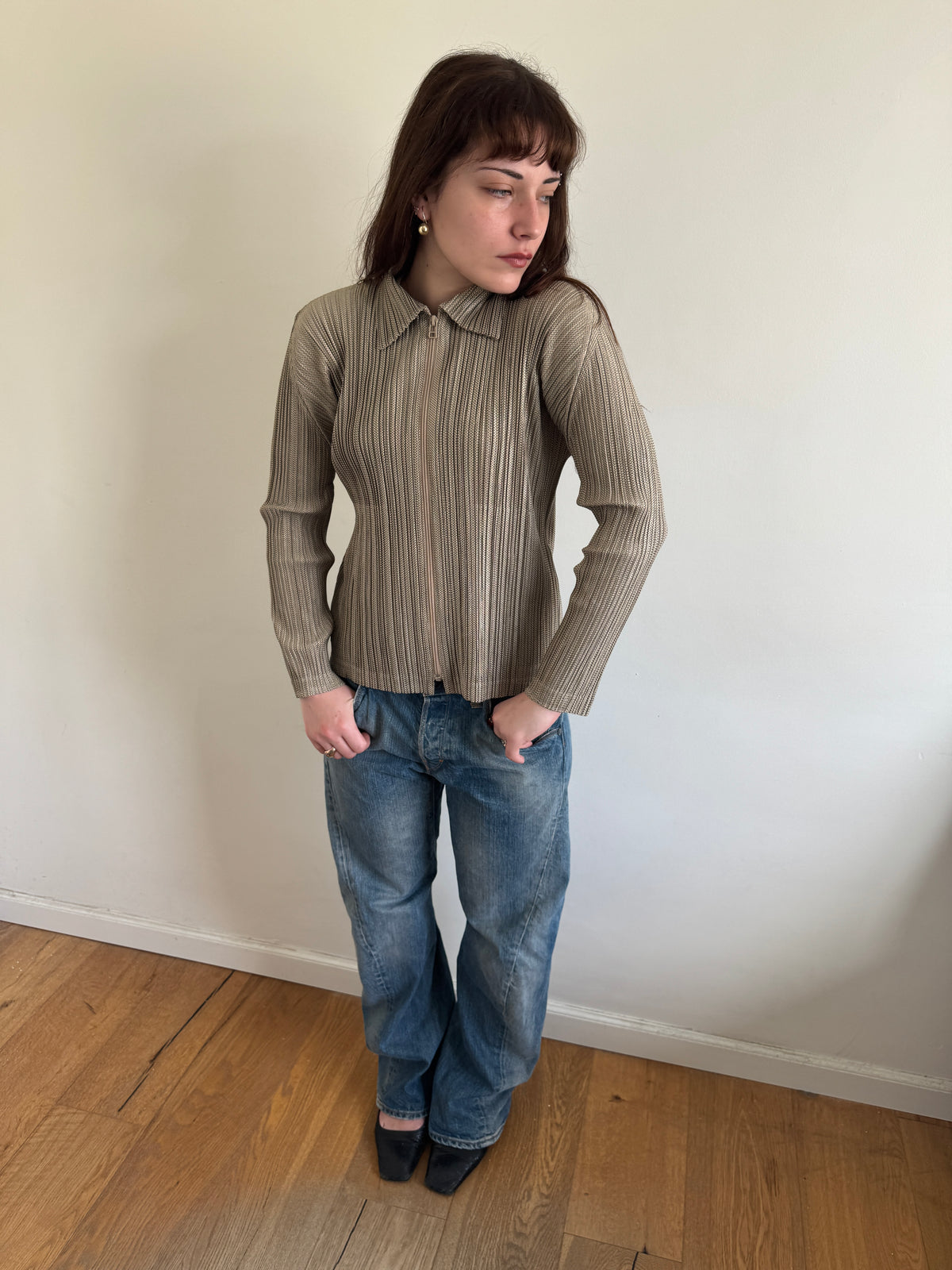 Pleats Please Golden Zip Up