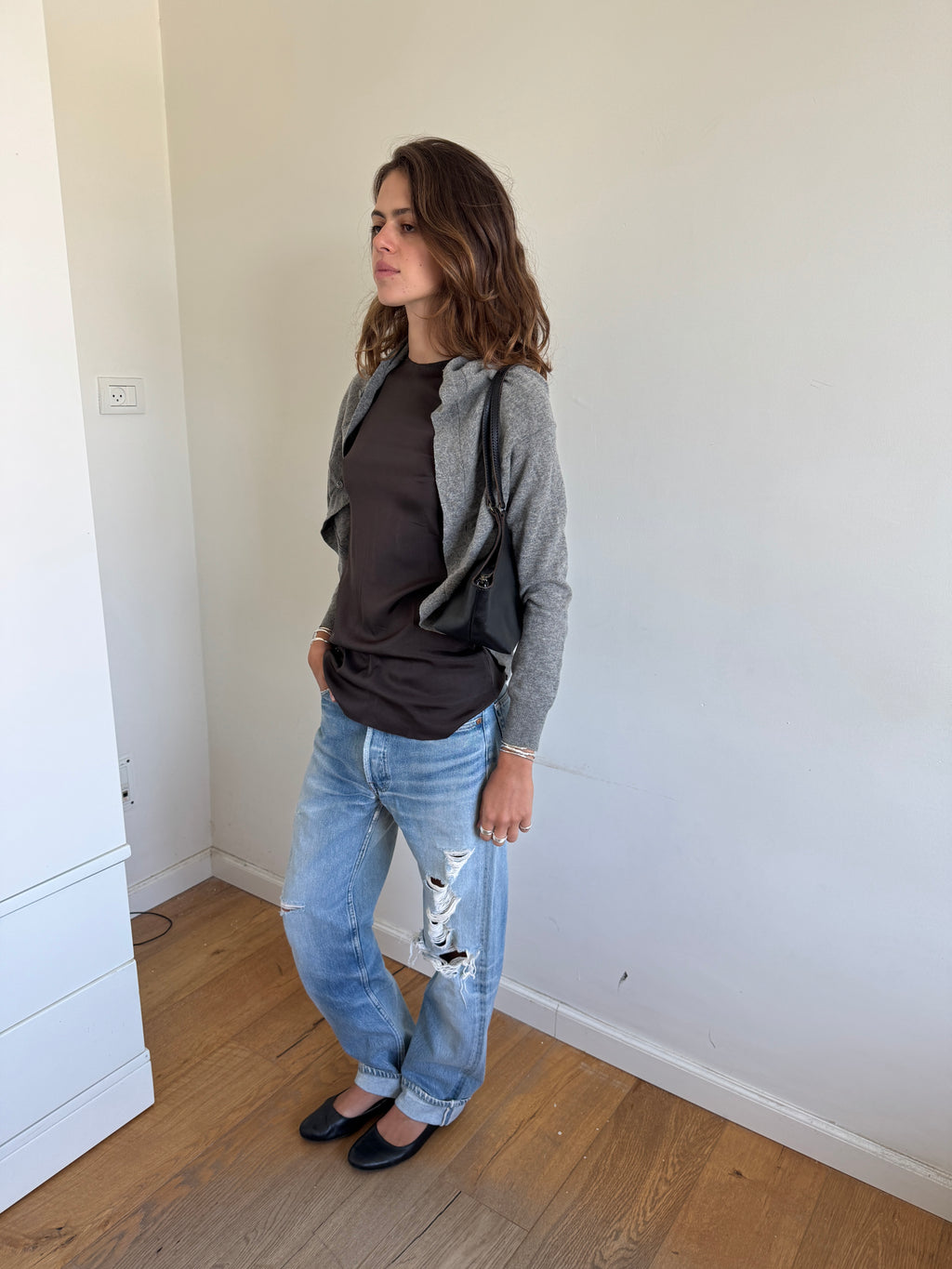 Marni Cropped Ruched Cardigan