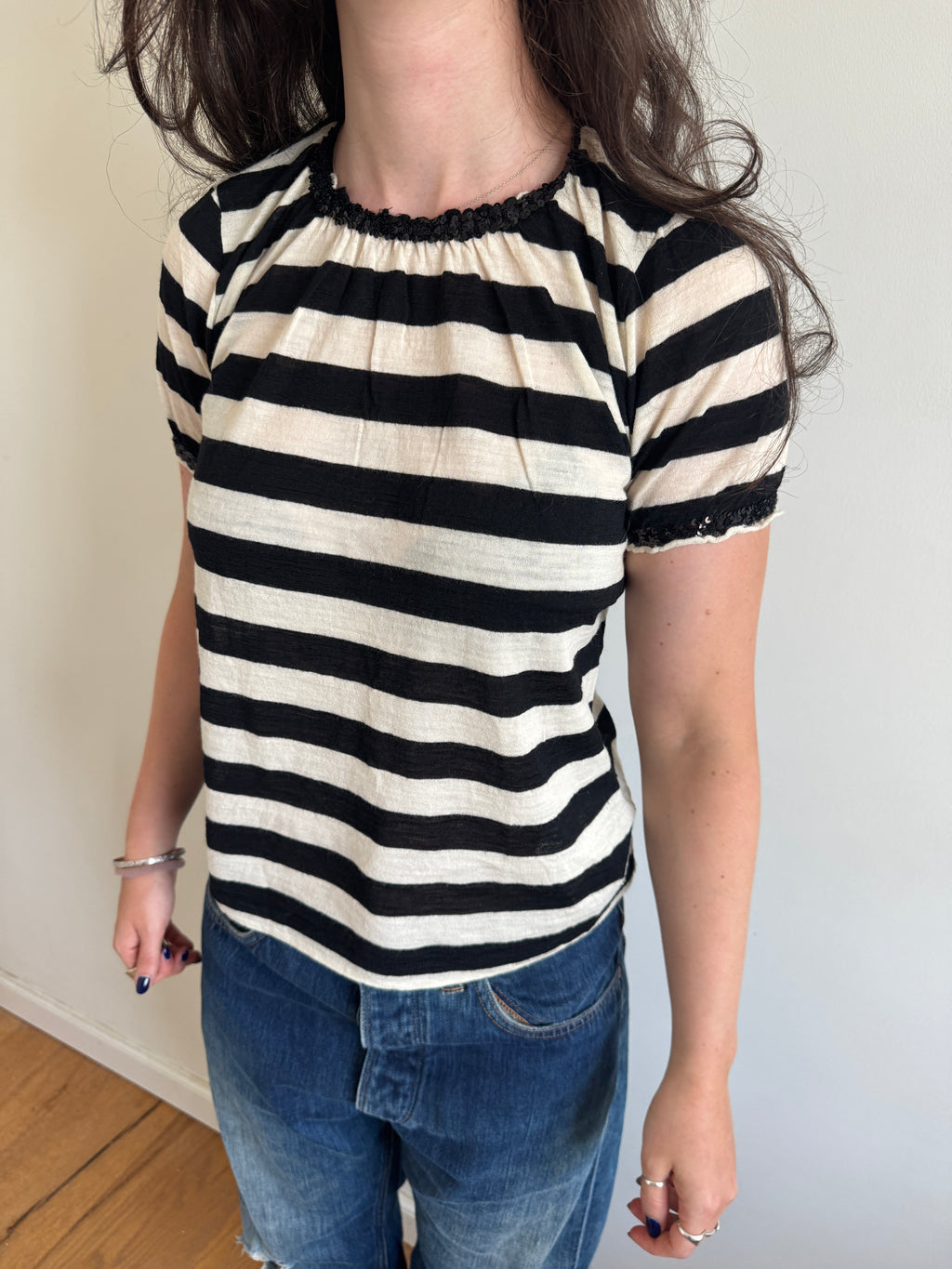 Junya Watanabe Pink MAN 2004 Stripes Sequin Tee