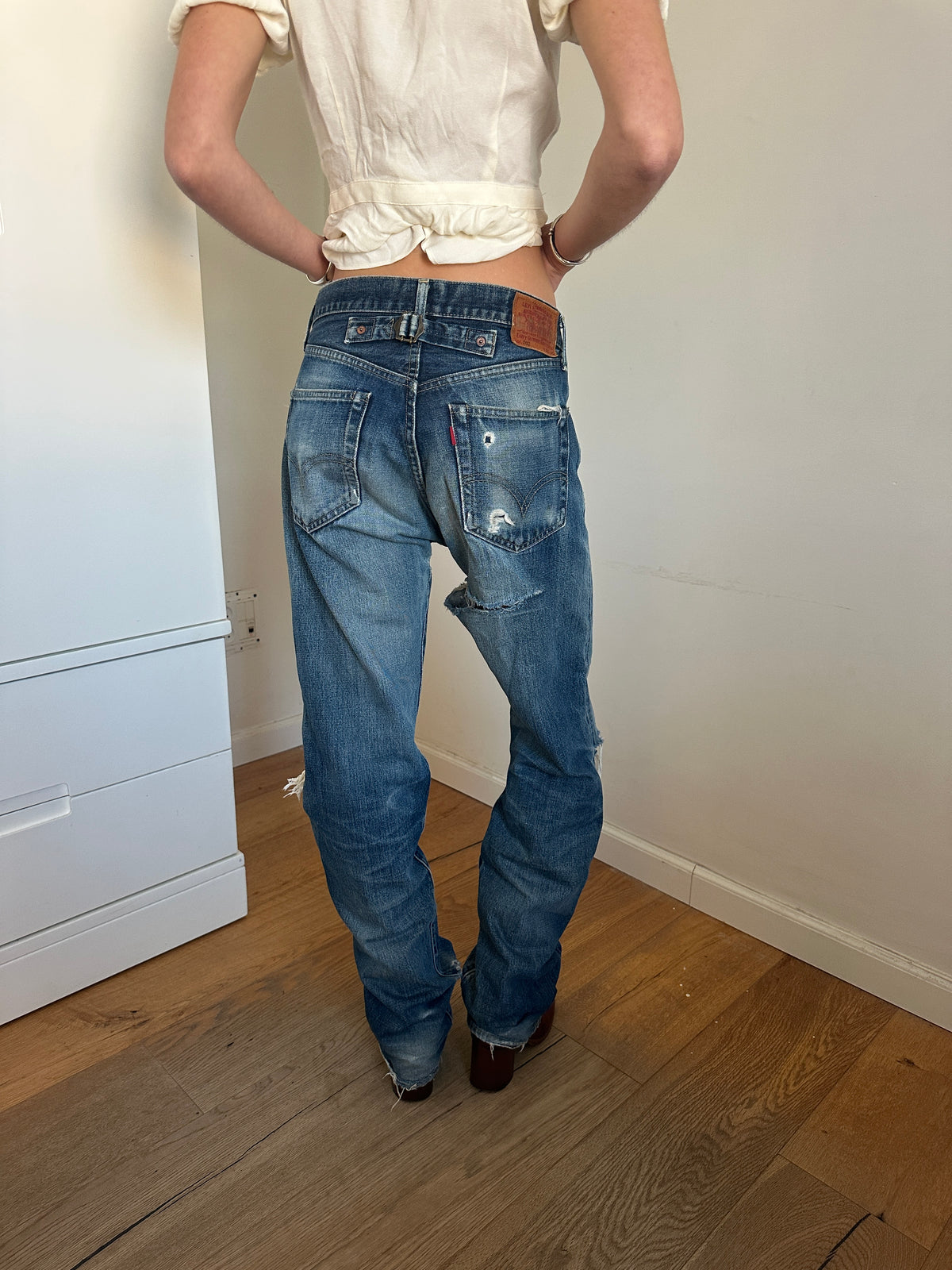 Levi’s 702 Selvedge Distressed Buckle Backs