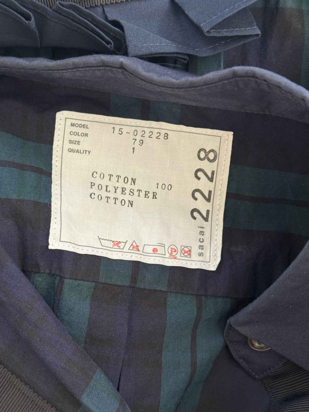 Sacai Gingham Short Sleeve Shirt With skirt Attachment