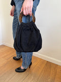 Lanvin Suede Tortoiseshell Handle Clutch
