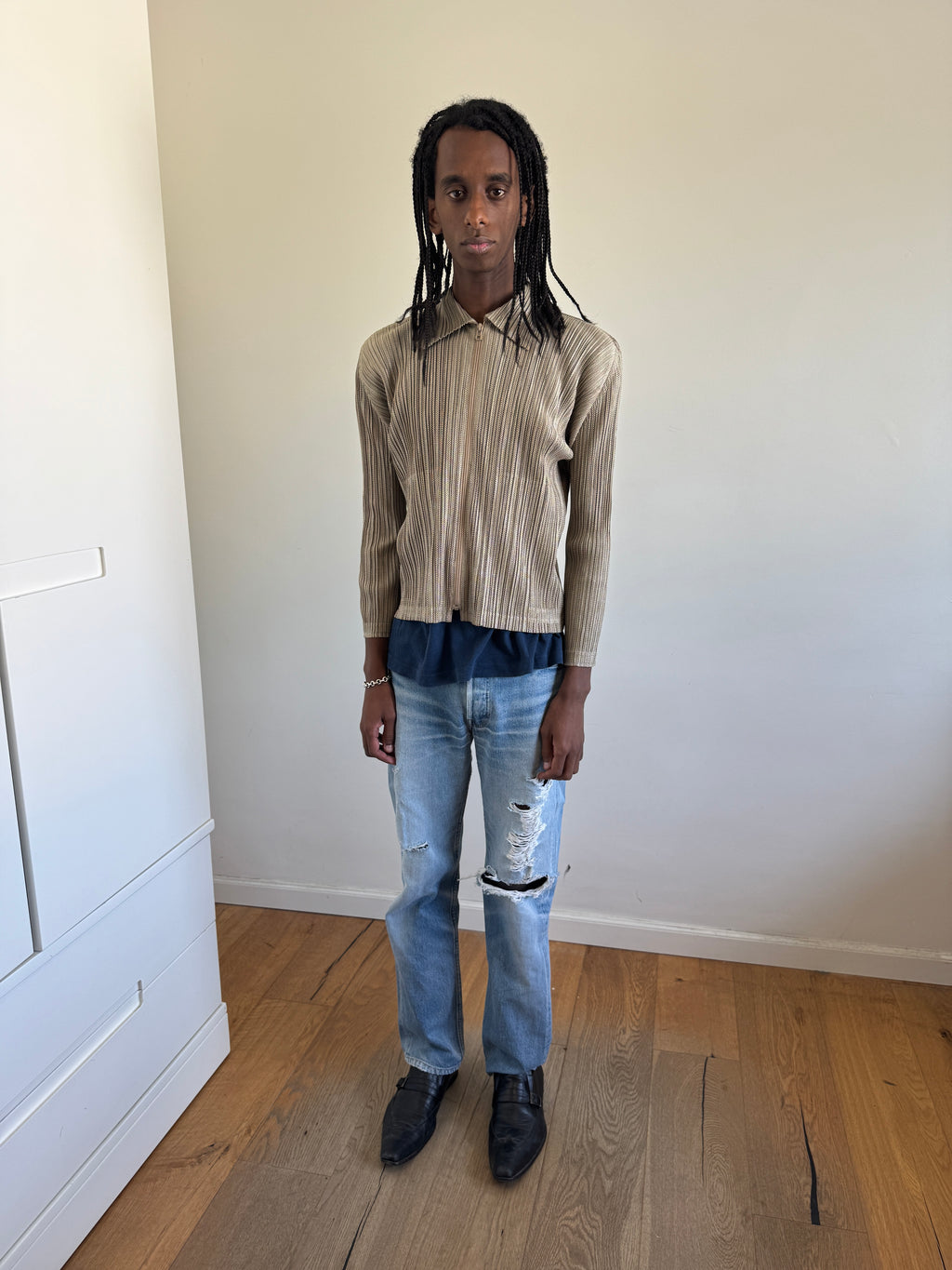 Pleats Please Golden Zip Up