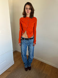 Sacai Orange Deconstructed Asymmetric Cropped Cardigan