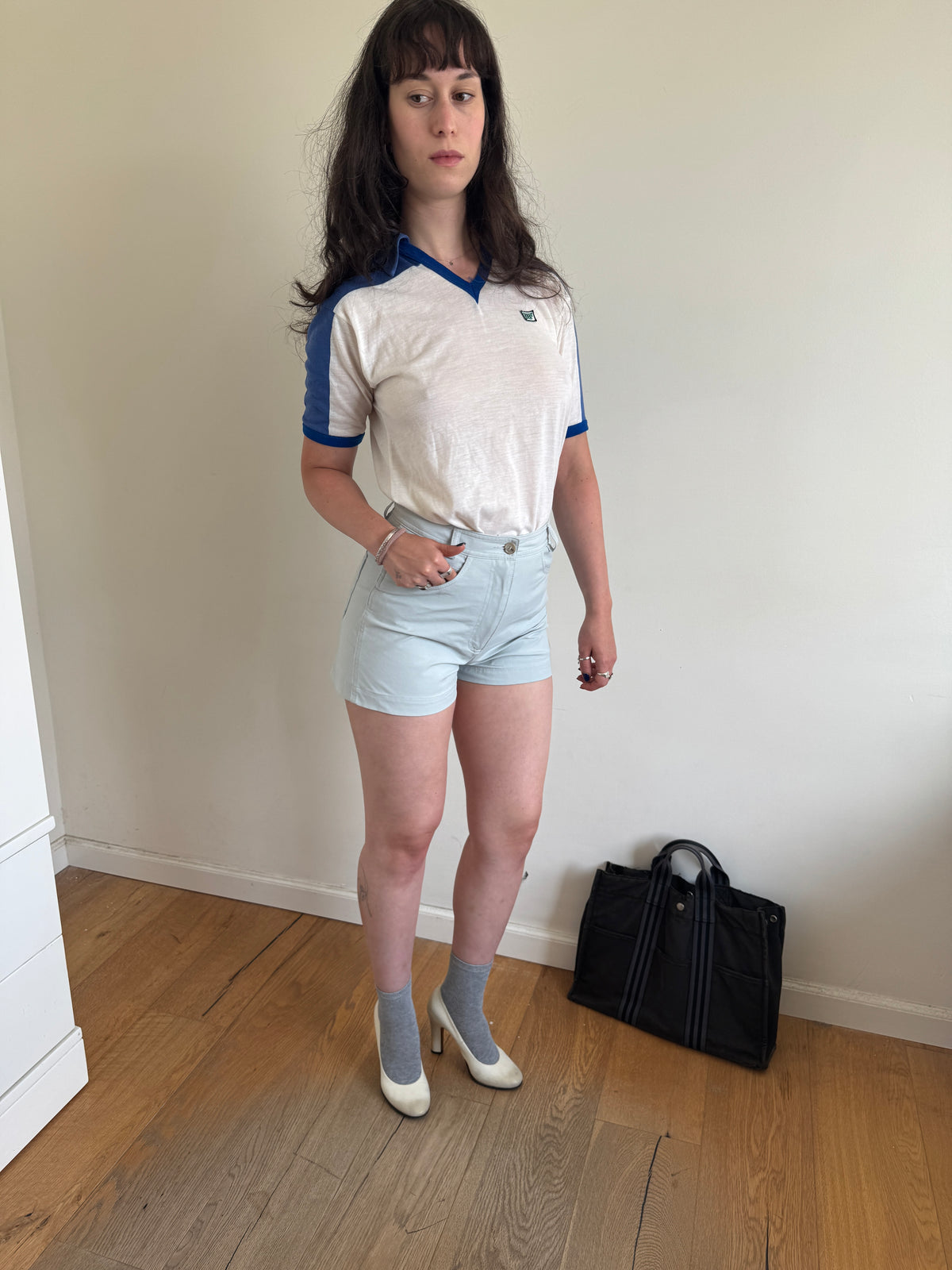 Maison Margiela 1 Light Blue Stretch Shorts