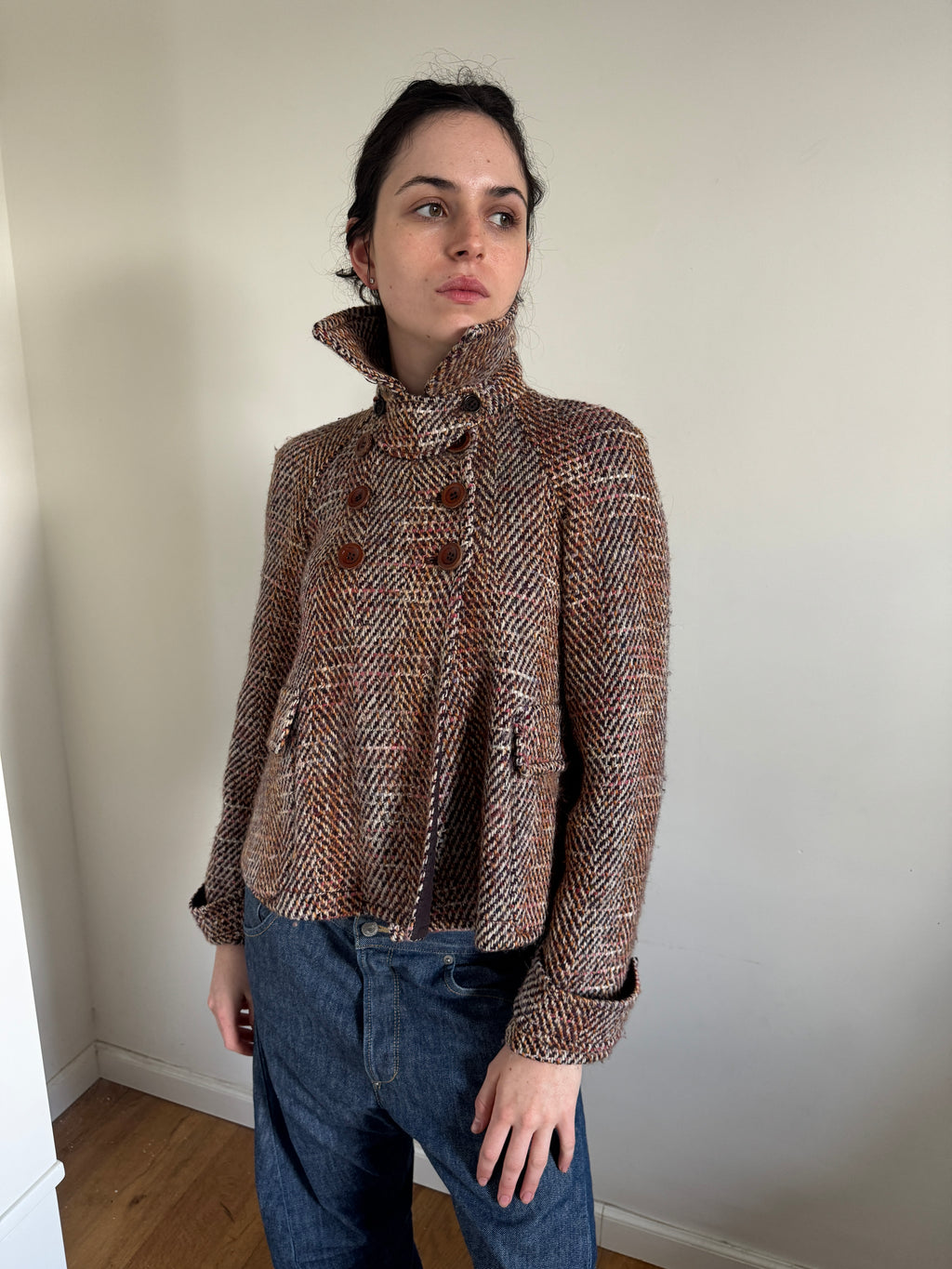 Sportmax Tweed Cape Pea Coat