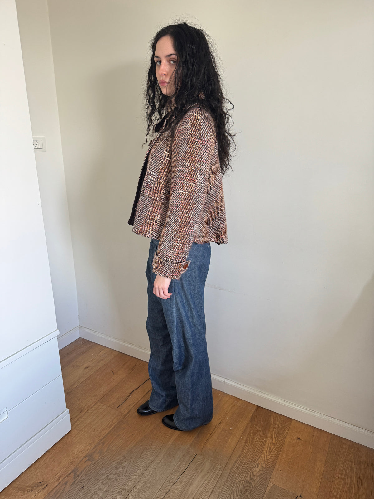 Sportmax Tweed Cape Pea Coat
