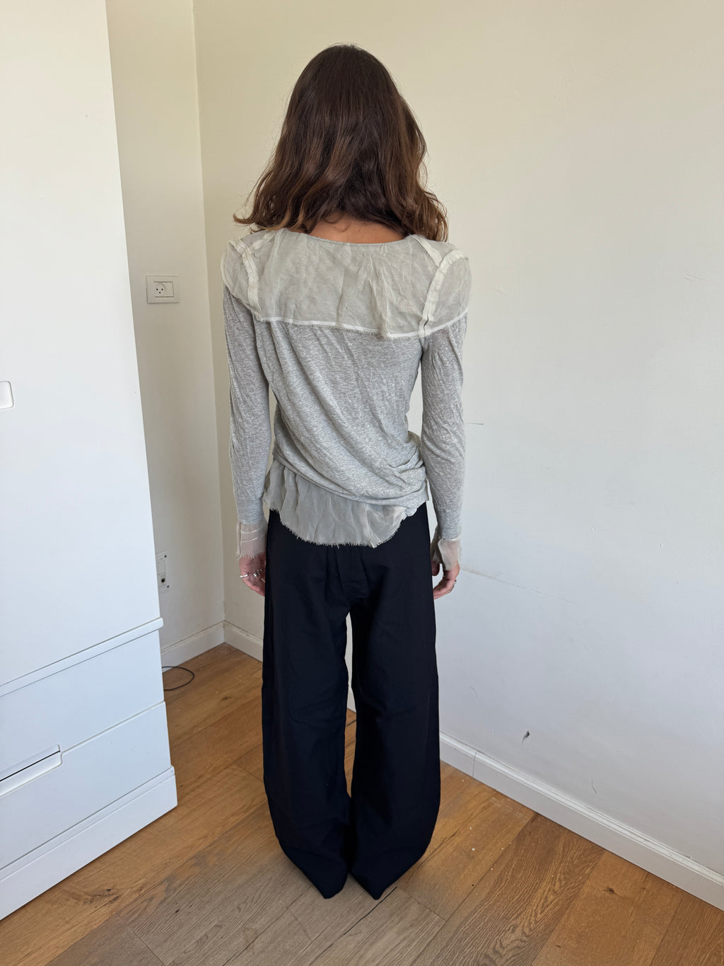 Sacai Asymmetric Silk Detailed Cardigan