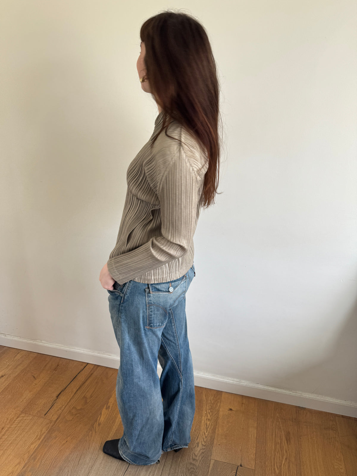 Pleats Please Golden Zip Up