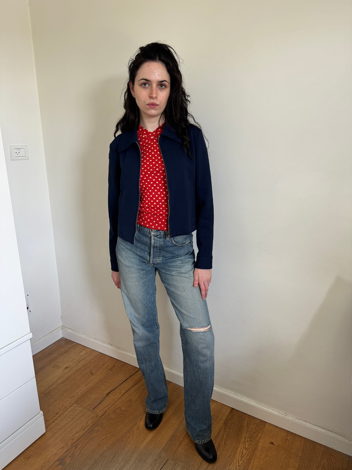 Tricot CDG 1996 Blue Cropped Jacket