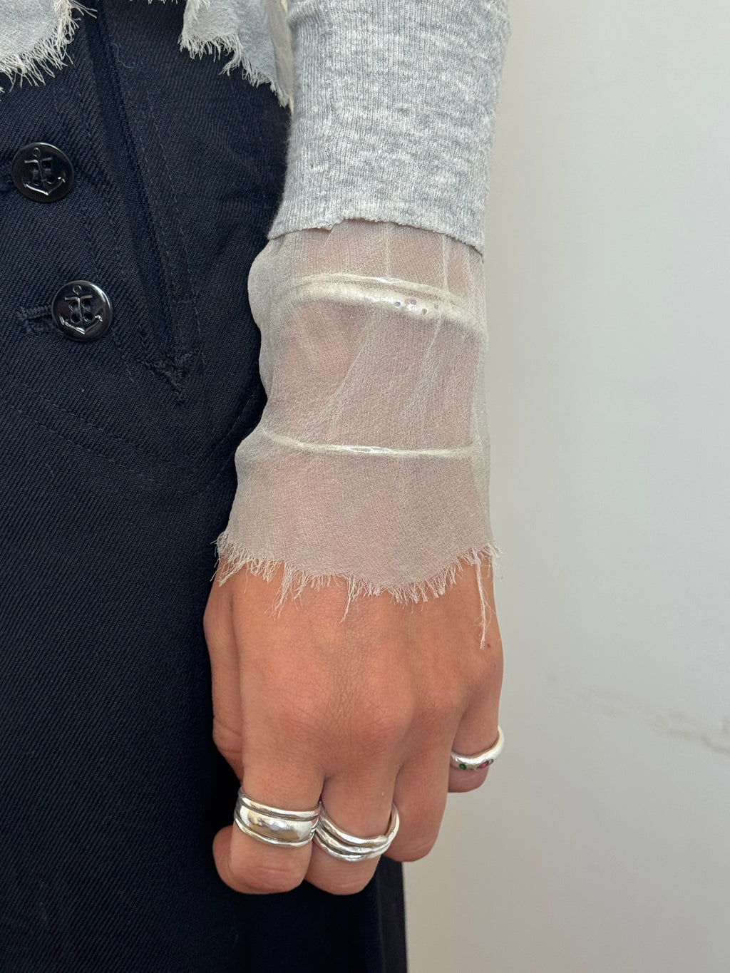 Sacai Asymmetric Silk Detailed Cardigan