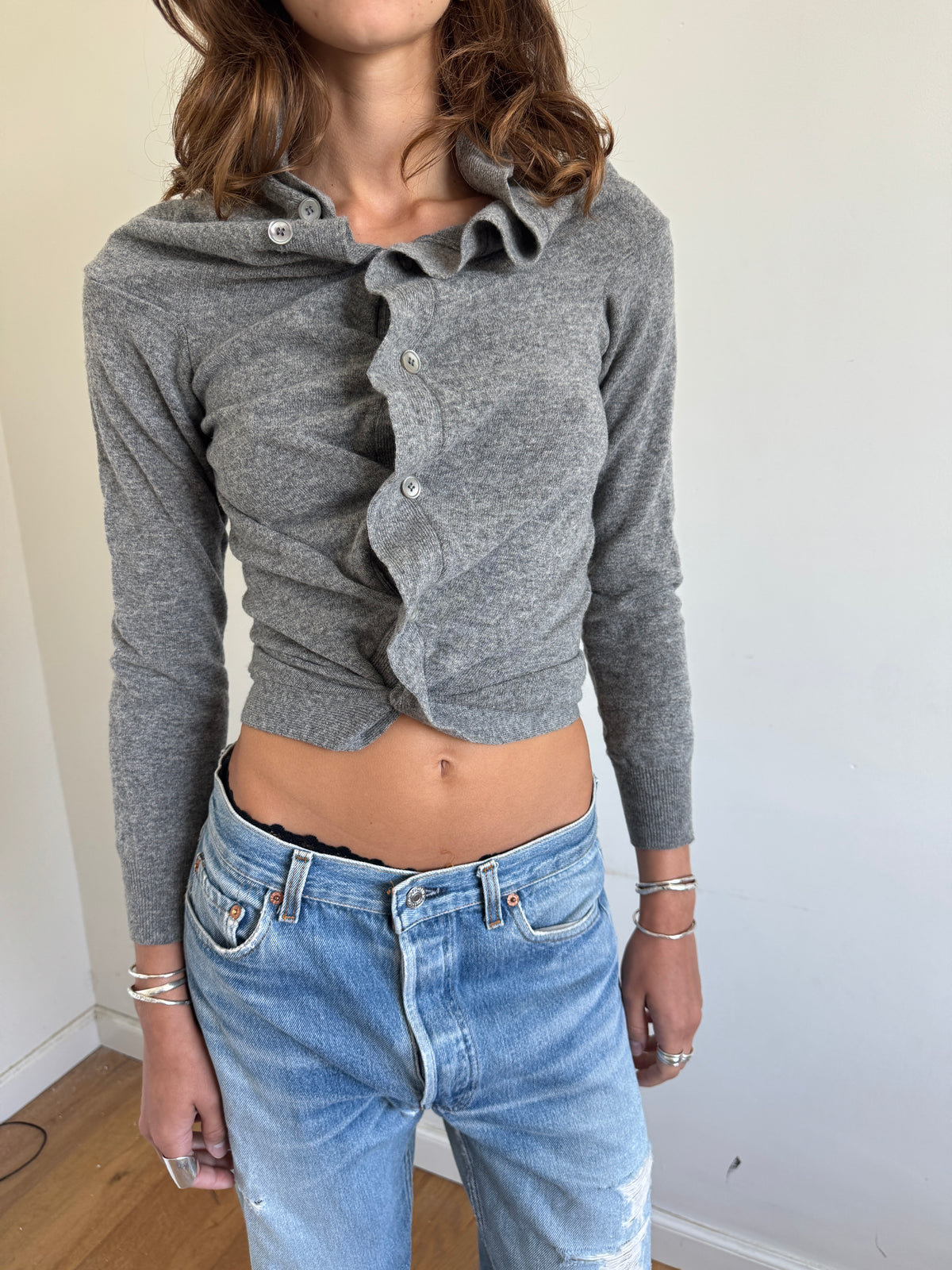 Marni Cropped Ruched Cardigan
