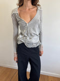 Sacai Asymmetric Silk Detailed Cardigan