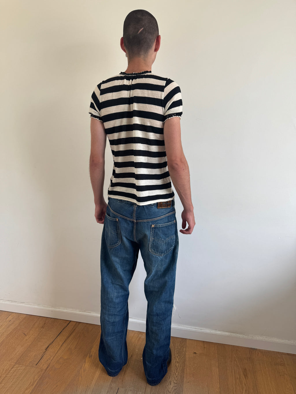 Junya Watanabe Pink MAN 2004 Stripes Sequin Tee